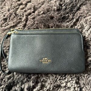 Coach Black Textured Leather Wristlet